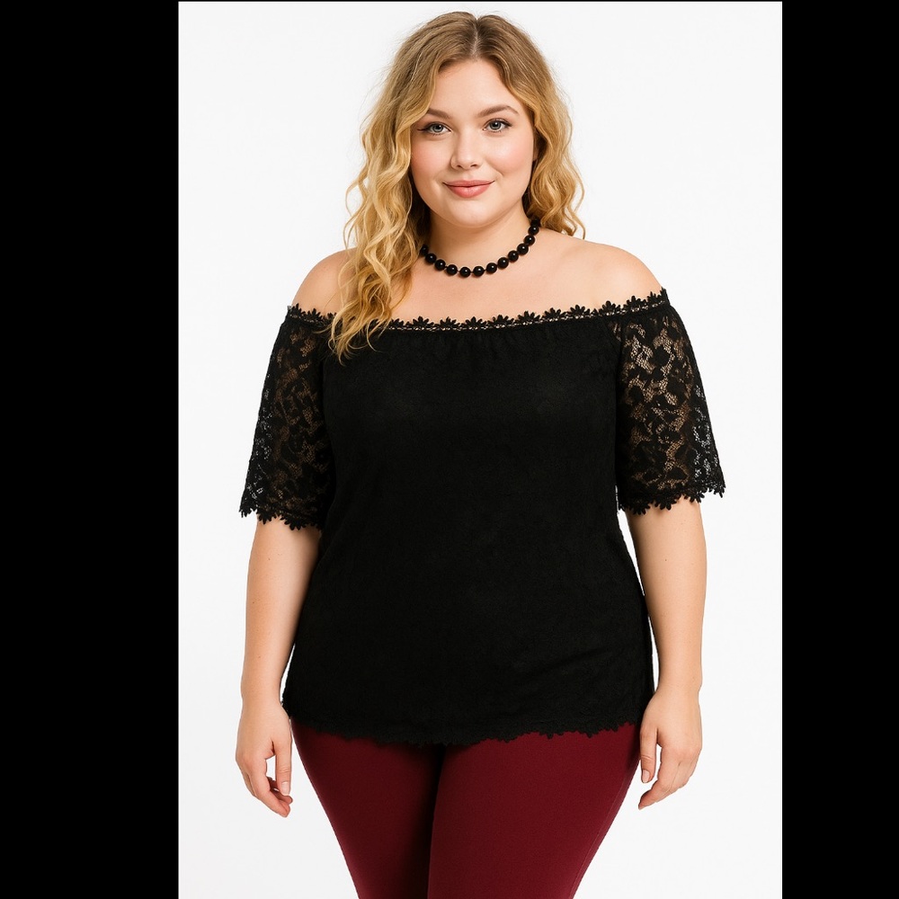 Elegant Black Lace Women's Top